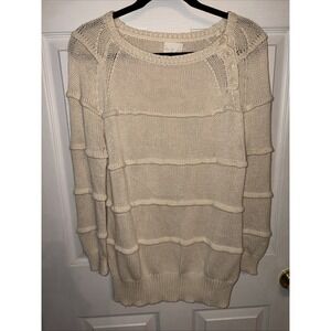 Boy By Band Of Outsiders 2 = M Beige Sweater Cotton & Cashmere Button Detail